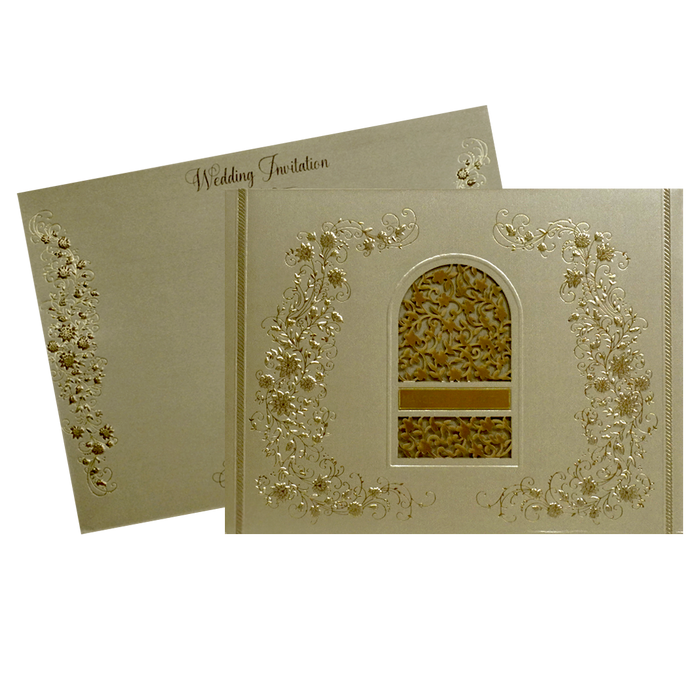 Golden Brown Floral Invitation-King of Cards