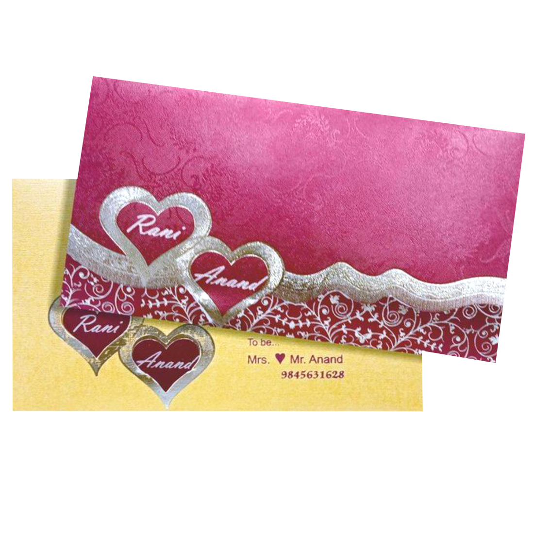 Enchanting Maroon Shading With Gold Foiling Personal Wedding Card  - KNKSP732
