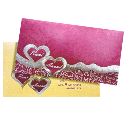 Enchanting Maroon Shading With Gold Foiling Personal Wedding Card  - KNKSP732