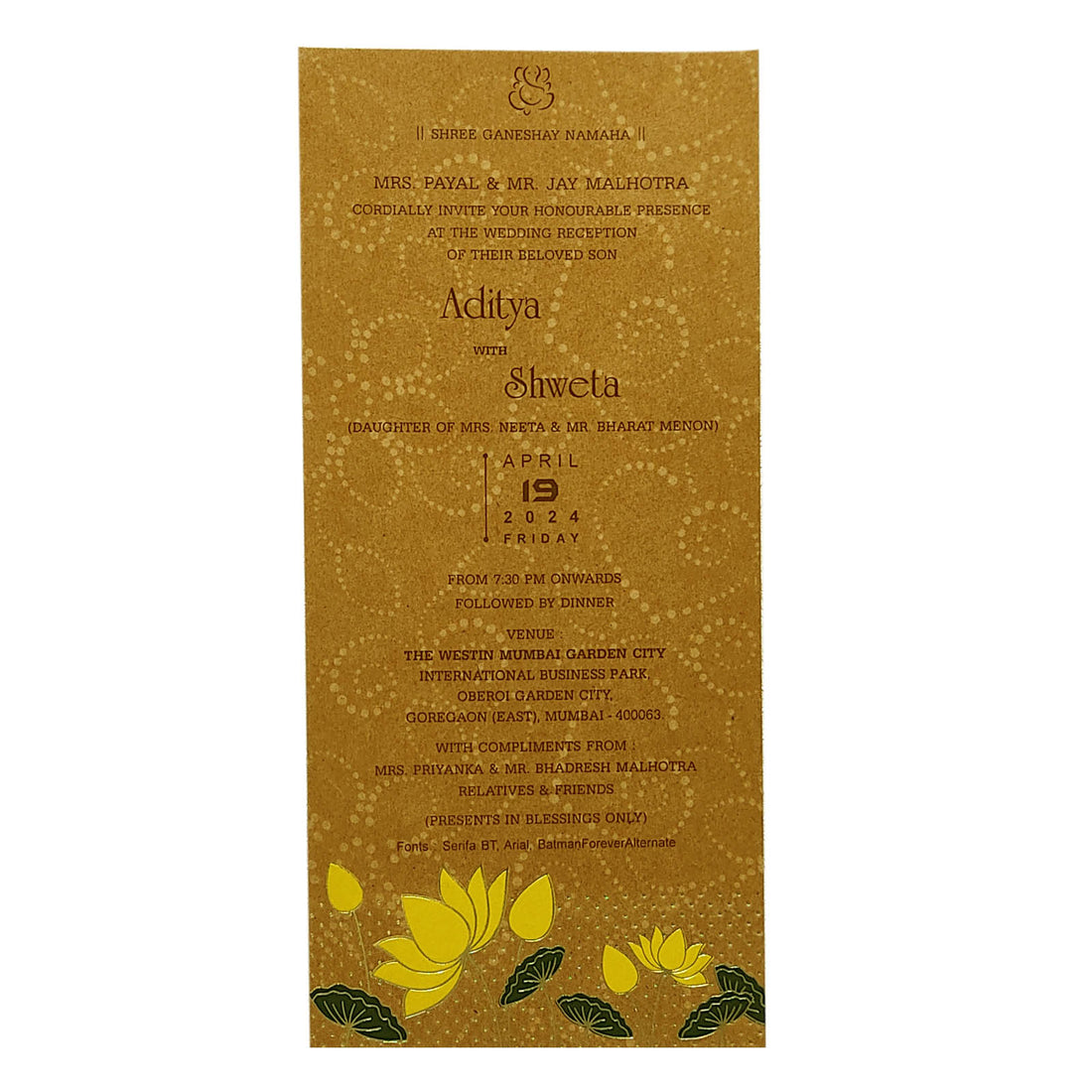Brown Yellow Floral Single Sheet Invitation Card-KRCS5171