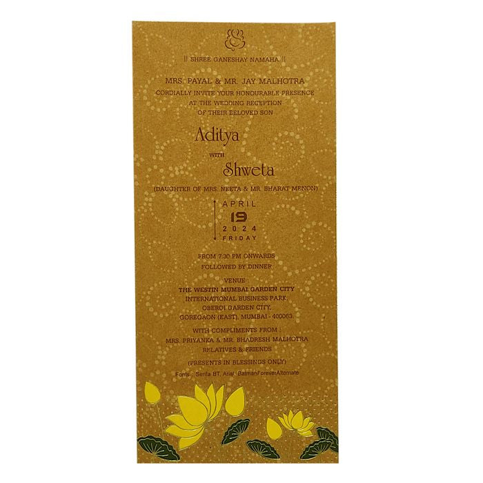 Brown Yellow Floral Single Sheet Invitation Card-King of Cards