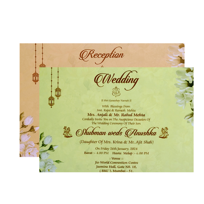 Dark Green Padded Marriage Invitation Card-King of Cards