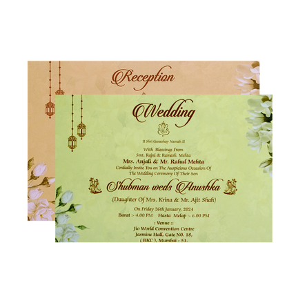 Dark Green Padded Marriage Invitation Card-King of Cards