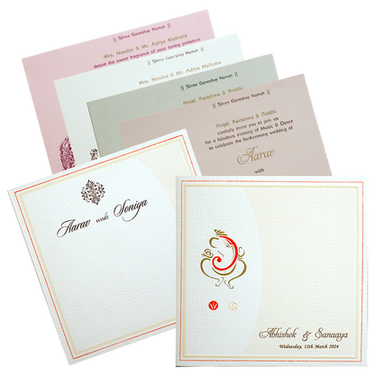 Light Pink Ganesha Box Wedding Card-King of Cards