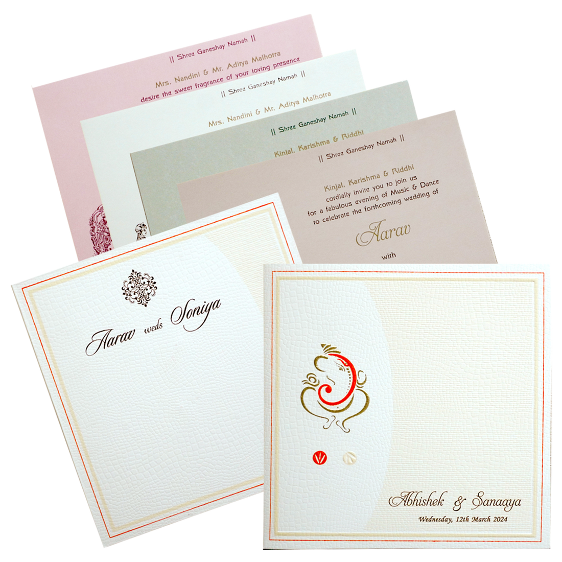Light Pink Ganesha Box Wedding Card-KRC30362