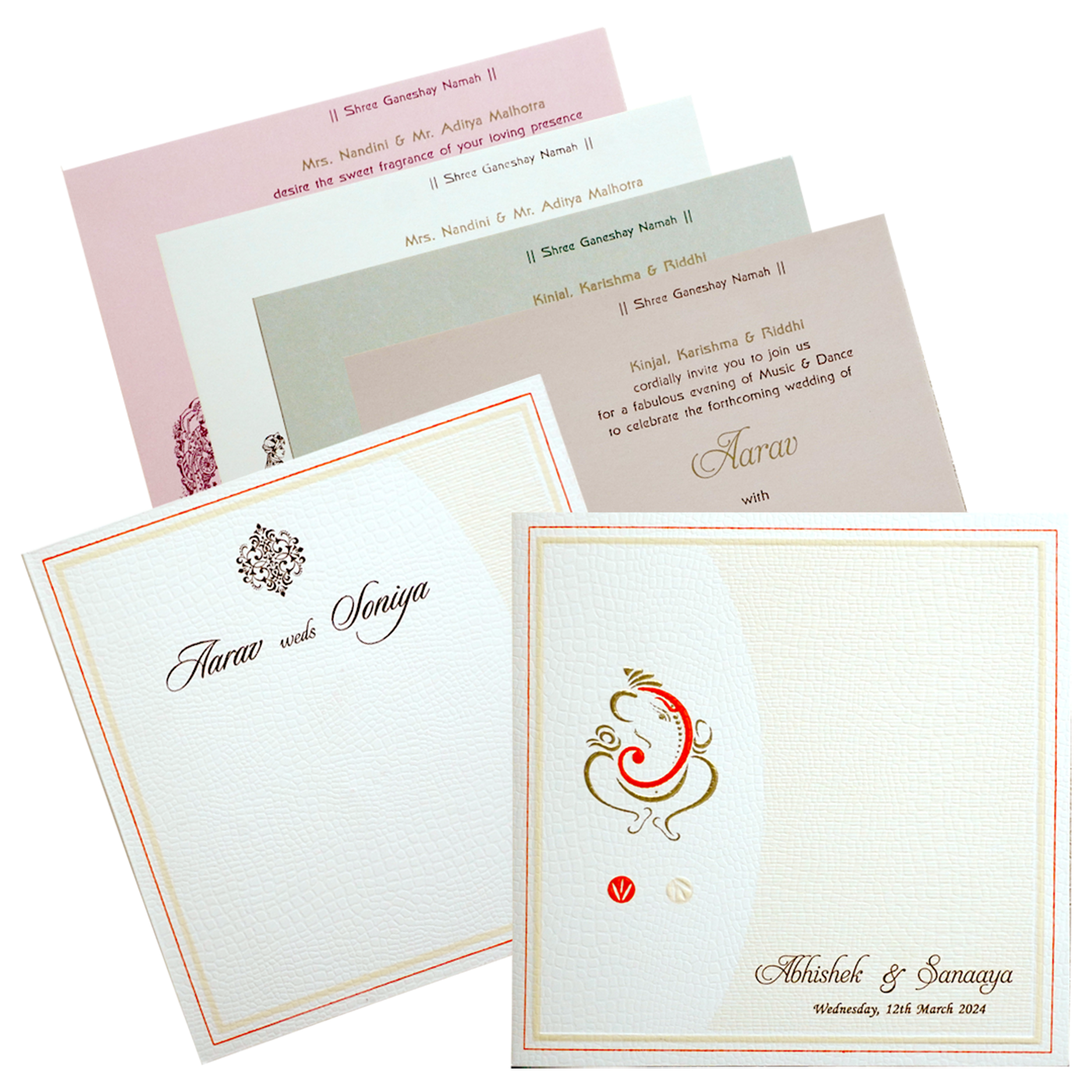 Light Pink Ganesha Box Wedding Card-KRC30362