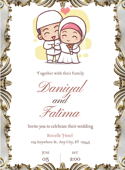 Pink Blush Muslim Wedding Invitation-AAMWI005