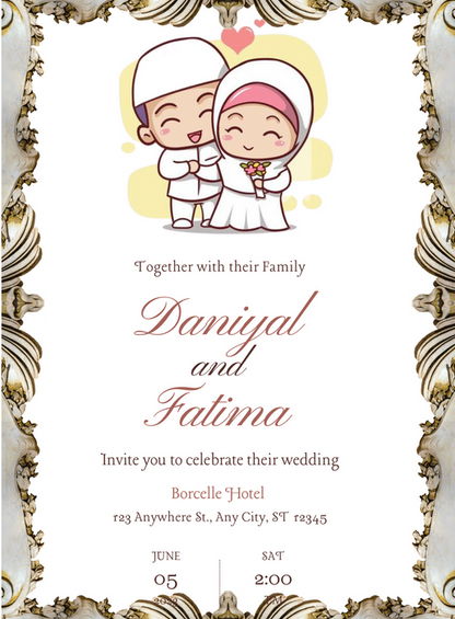 Pink Blush Muslim Wedding Invitation-AAMWI005