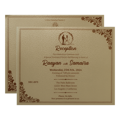 Buy Cream Gold Floral Padded Wedding Card