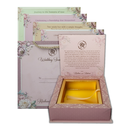 Check out Pink Floral Wedding Invitation Box at best price. ✅WhatsApp Support ✅Express Delivery.|King of cards.