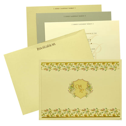 Selling Sandal floral padded invitation card online. Buying invitation cards made easy with King of Cards! &amp;