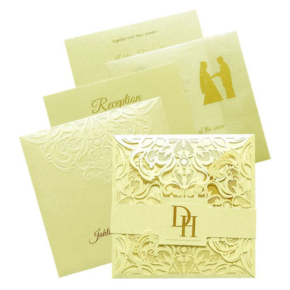 White Floral Laser Cut Invitation Card-King of Cards