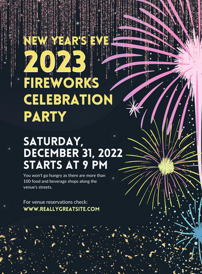 Grey Floral New Year Party Invitation-AANYI019