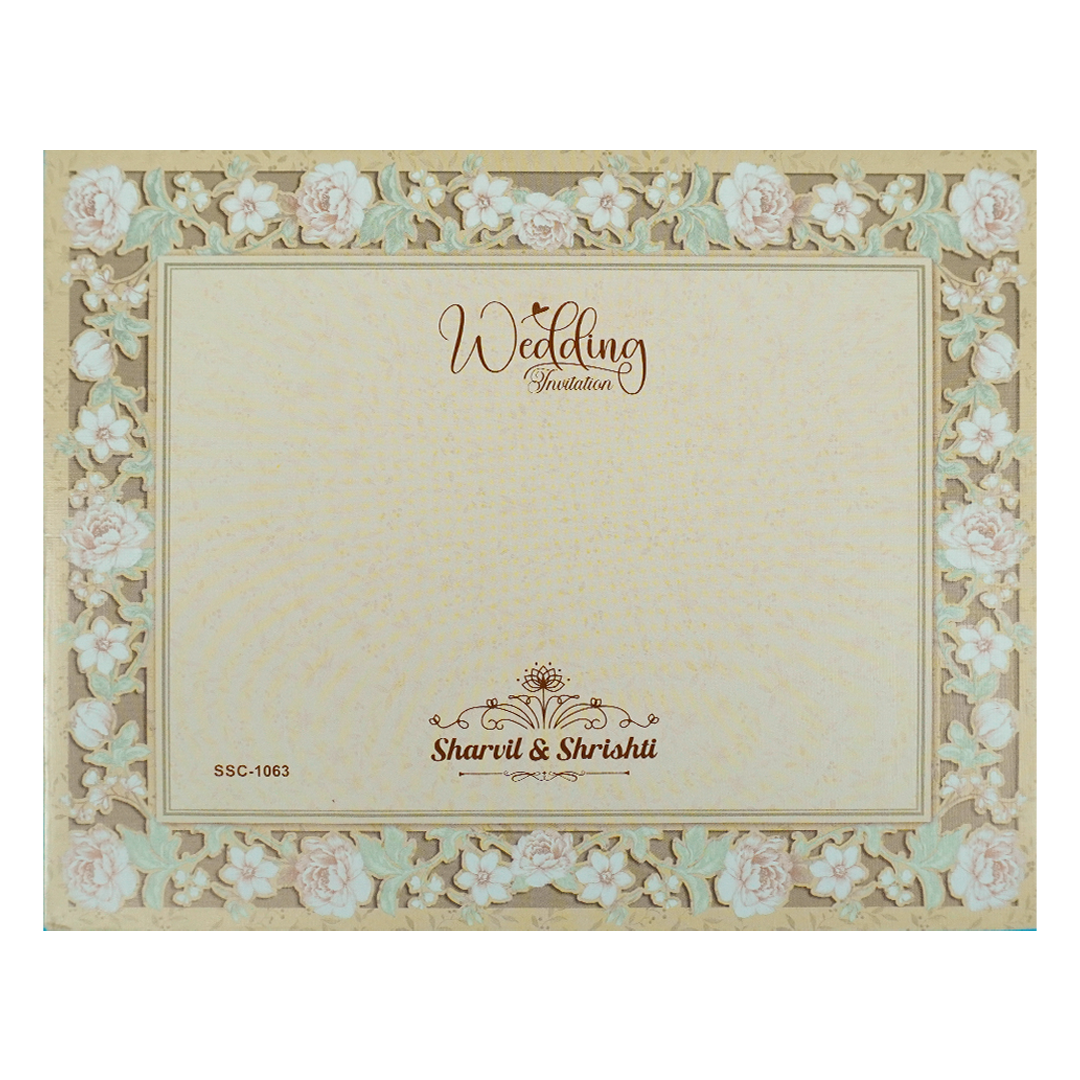 Buy Cream Floral Laser Cut Wedding Card