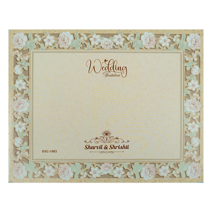 Buy Cream Floral Laser Cut Wedding Card