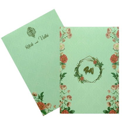 Soft Green Floral Invitation Card-KRC29780