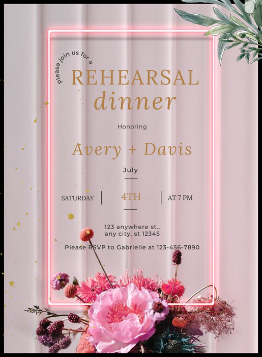 Neon Blush Rehearsal Dinner Invitation-AARES008