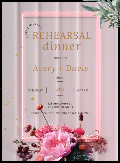 Neon Blush Rehearsal Dinner Invitation-AARES008