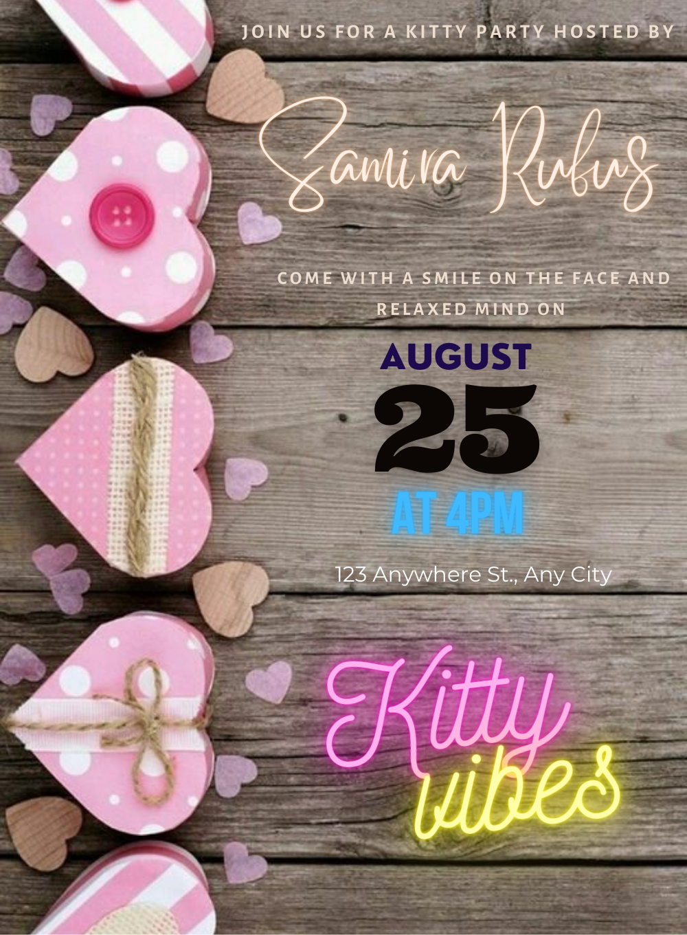 Neon Nights Kitty Party Invitation-AAKPI013