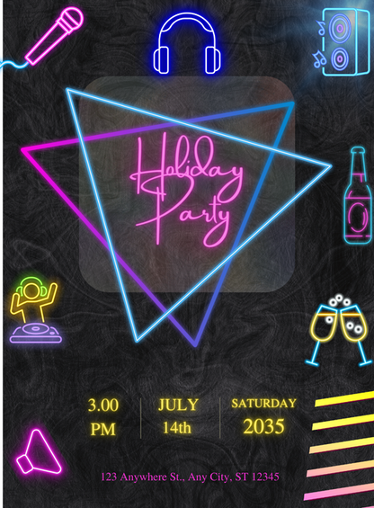 Neon Triangles holiday party Invitation-AAHOP007
