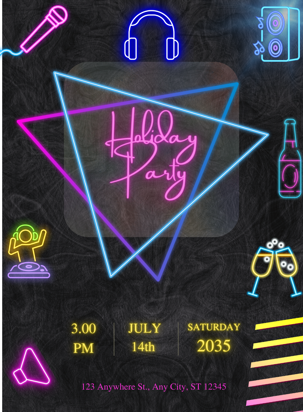 Neon Triangles holiday party Invitation-AAHOP007