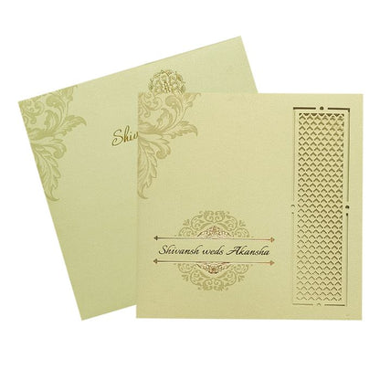 Beige Laser Cut Invitation Card-King of Cards
