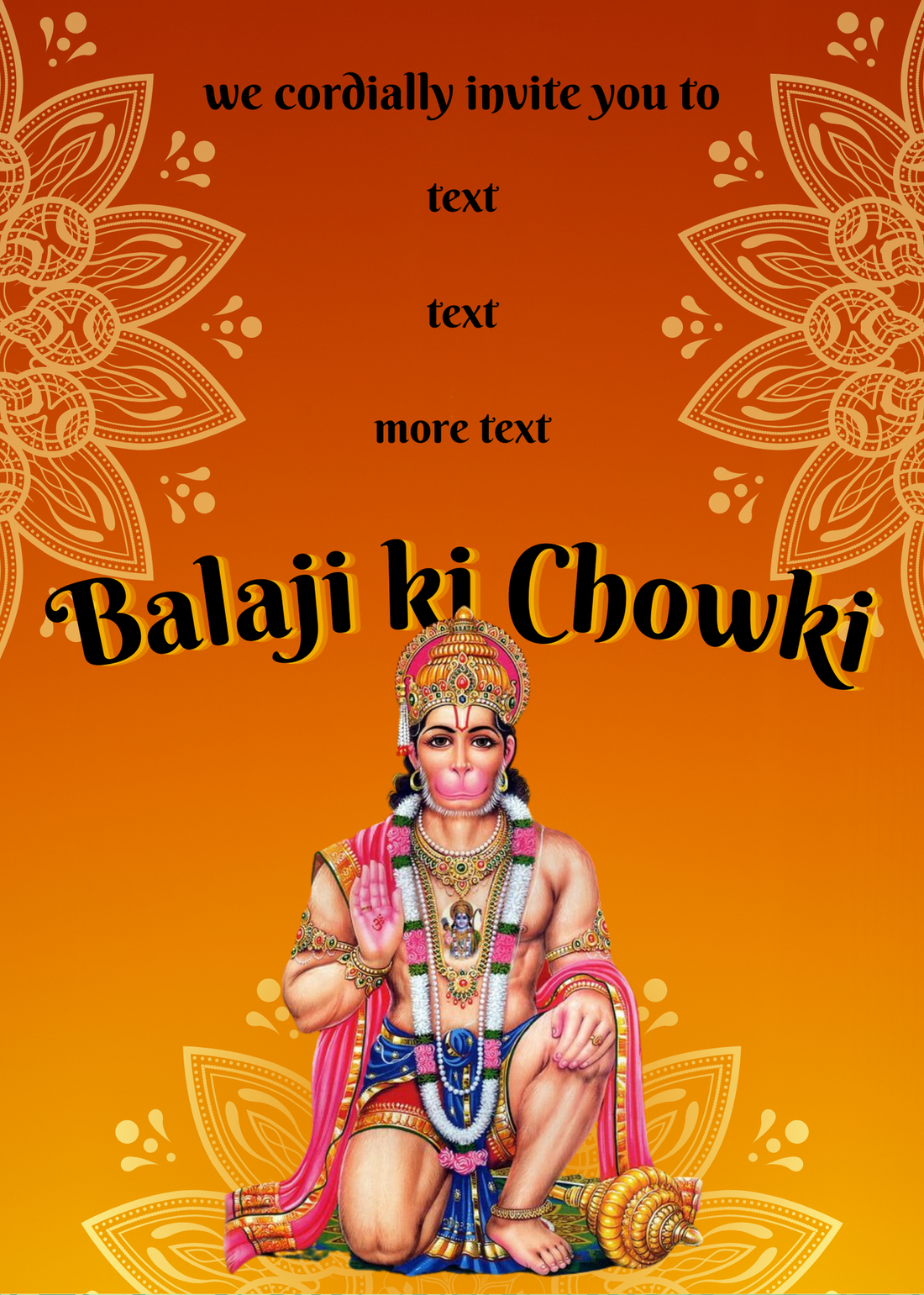 Orange Floral Balaji Chowki Invitation-AABCI003