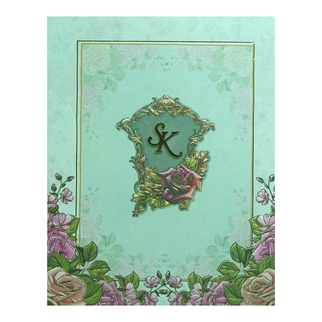 Light Green Rose Wedding Card-KPR09820