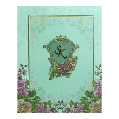 Light Green Rose Wedding Card-KPR09820