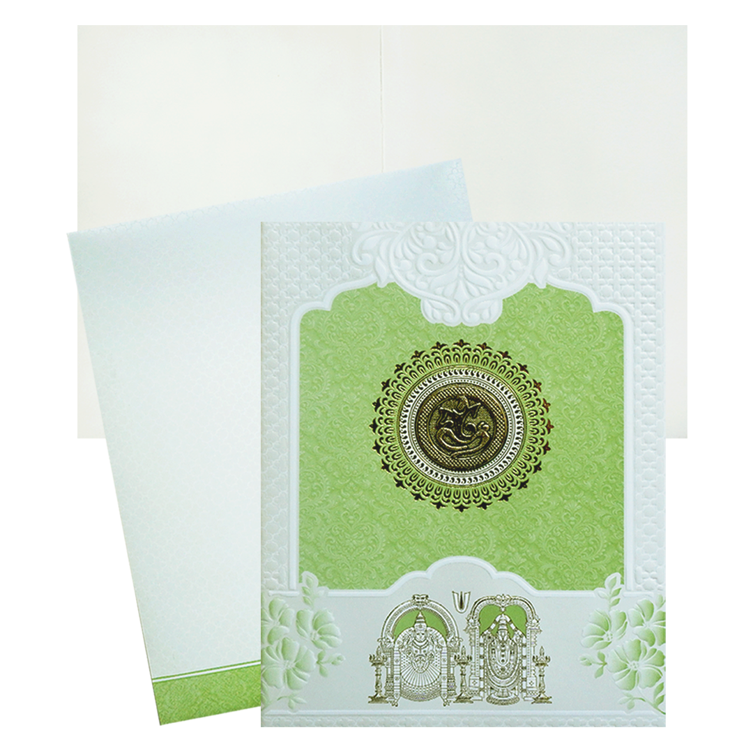 Green and White God Inspired Wedding Card-KNK7079G