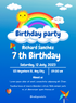Blue Rainbow Kids Birthday Invitation-AAKBI015