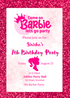 Pink Barbie Kids Birthday Invitation-King of Cards
