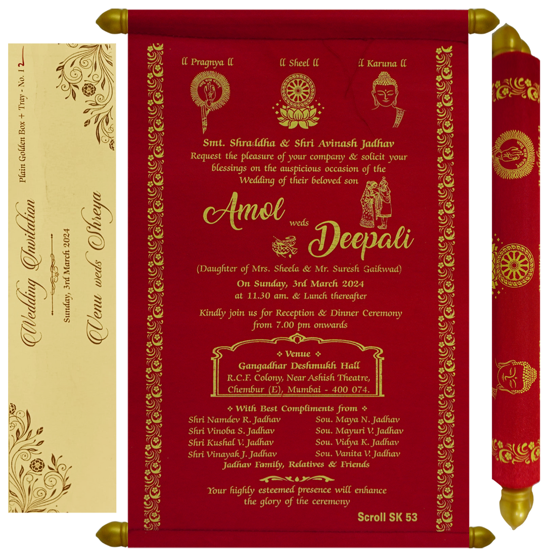 Red Scroll Wedding Card-KJTS0053