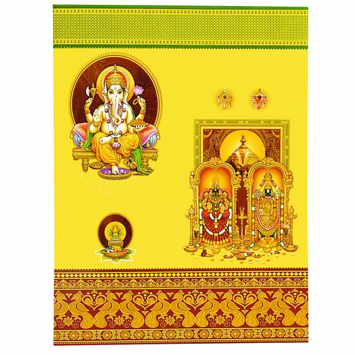 Yellow Classic Offset Balaji Padmavathi With Ganesha Invitation-KNK10780-King of Cards
