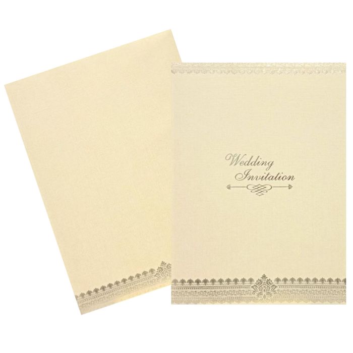 Gold Metallic Wedding Invitation Card With Gold Foiling Lace-KNCM13GI-King of Cards