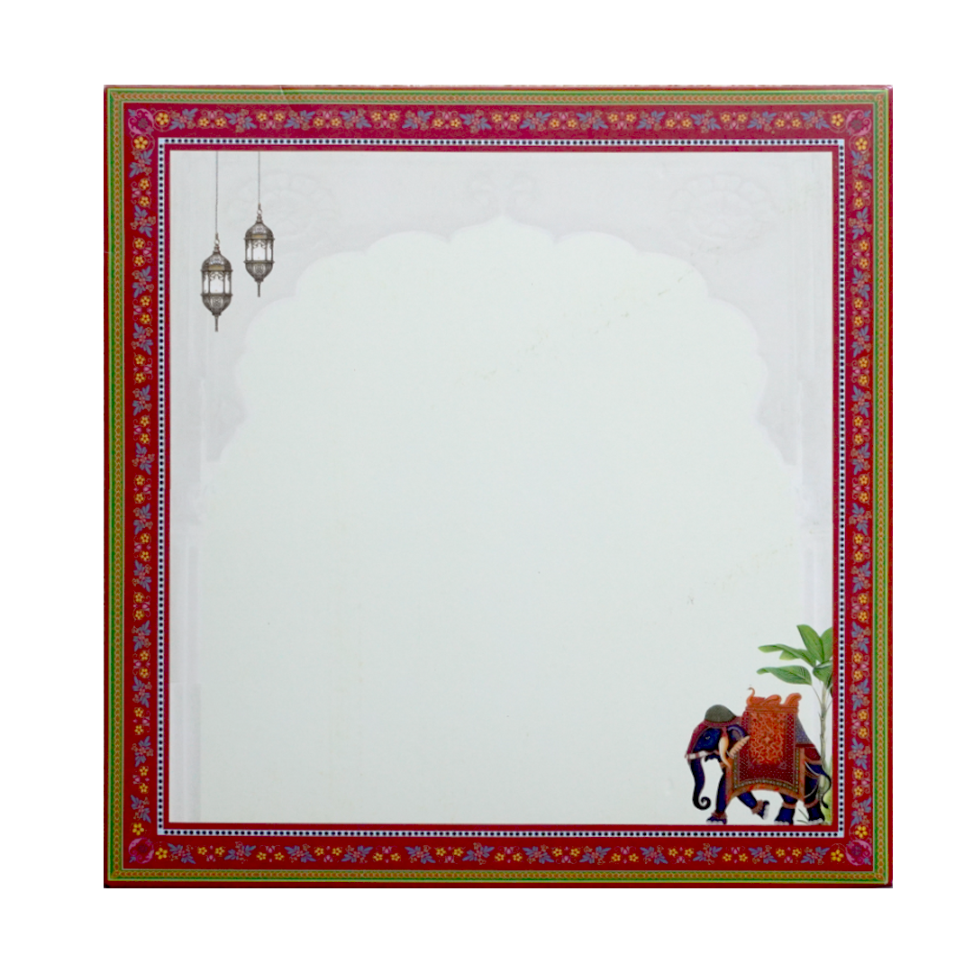 Off-white Elephant themed Wedding Card-KNSN6710R