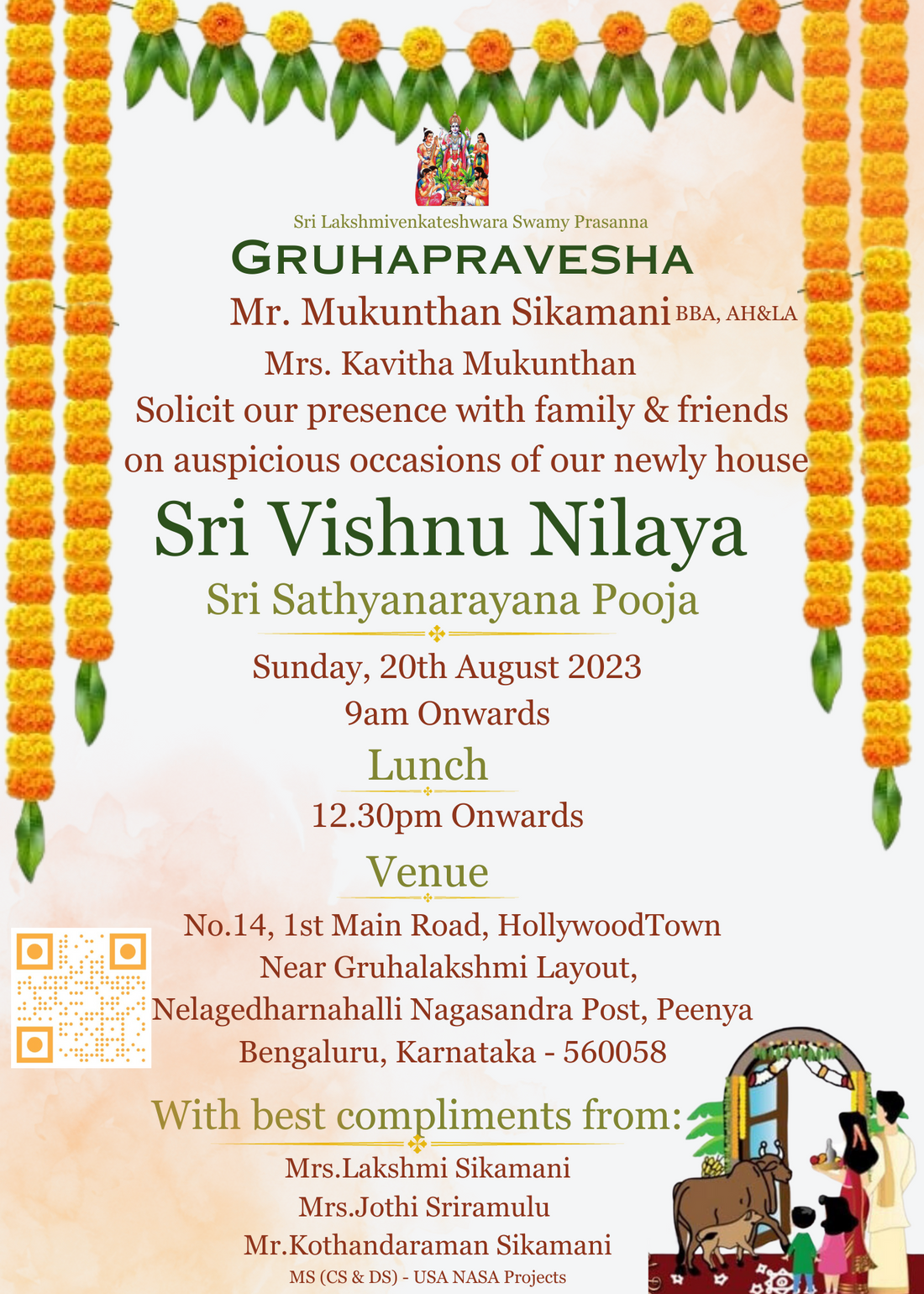 Beautiful Floral House Warming Invitation-AAHSE001