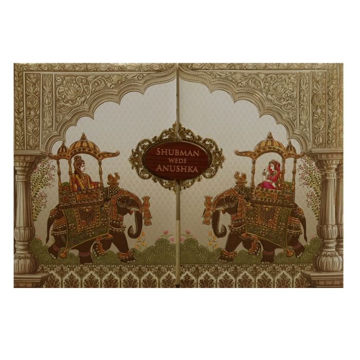 Cream Padded Wedding Invitation Card-King of Cards