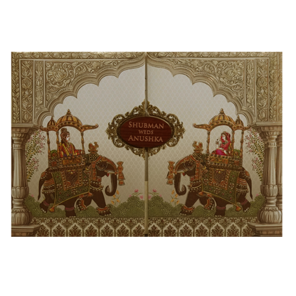 Cream Padded Wedding Invitation Card-King of Cards