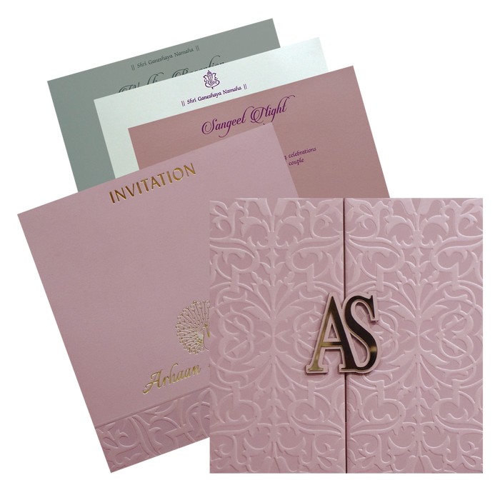 Pink Floral Textured Invitation Card-King of Cards