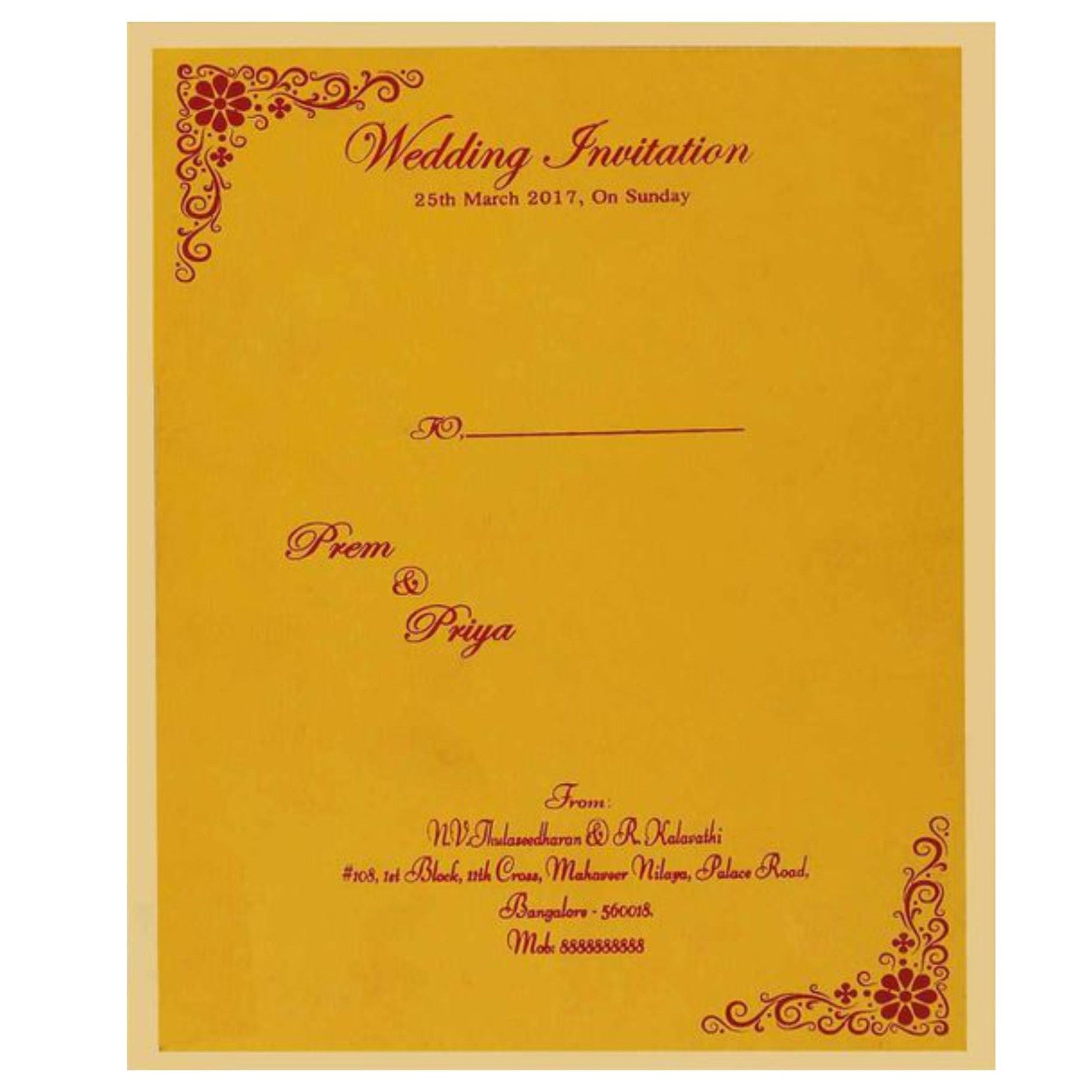 Plain Yellow Shading Ganesha Padded Wedding Card  - KNK1584