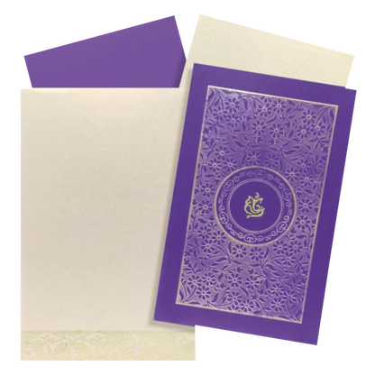 Lovely Violet Shading With Ganesha Theme Padded Wedding Card - KNK3661-King of Cards
