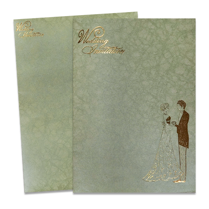Light Green Western Couple Wedding Card-KNKR035GL