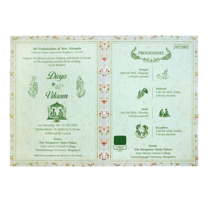 Green Floral Nameplate Door Invitation Card-KNTY6803