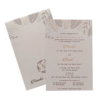 Grey Embossed Single Sheet Invitation Card-King of Cards