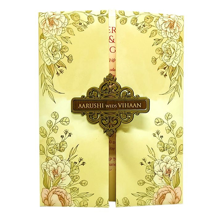 Cream Beige Floral Wedding Card-King of Cards