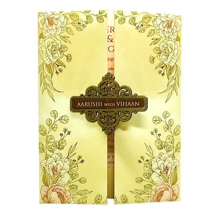 Cream Beige Floral Wedding Card-King of Cards