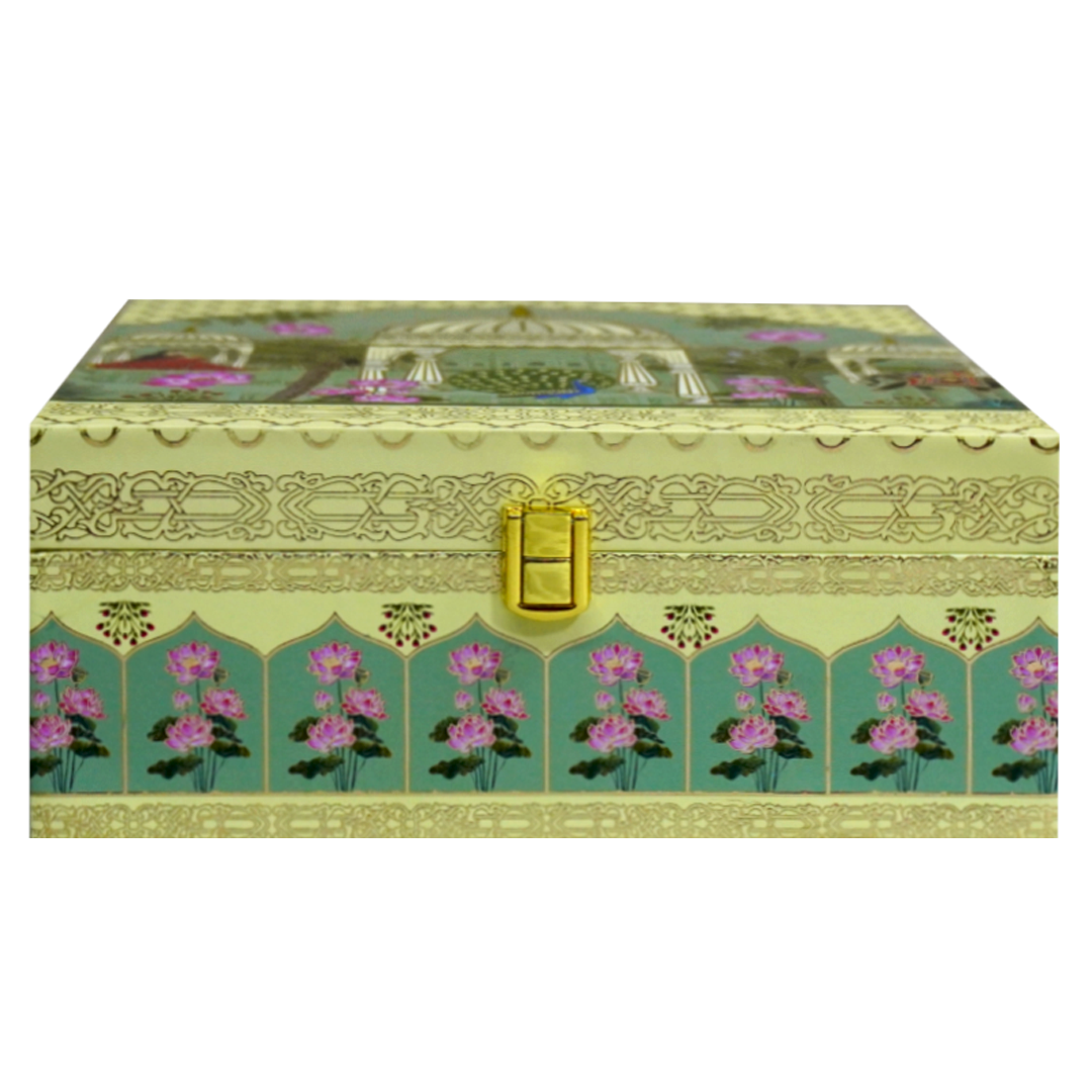 Pastel Peacock Elephant Box Wedding Invitation-KBX1303