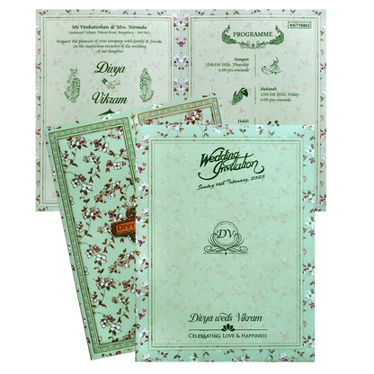Green Floral Nameplate Door Invitation Card-King of Cards