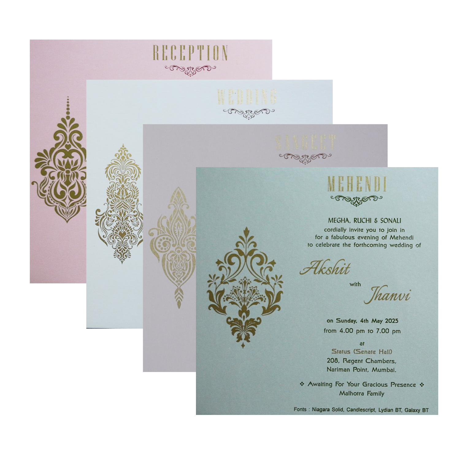 Light Pale Pink Wedding Card-KRC30411